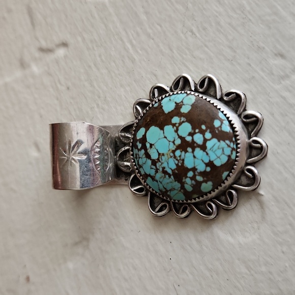 Stunning NWOT Native American Navajo Turquoise & Sterling Large Pendant 🩵🤎 - Picture 3 of 11